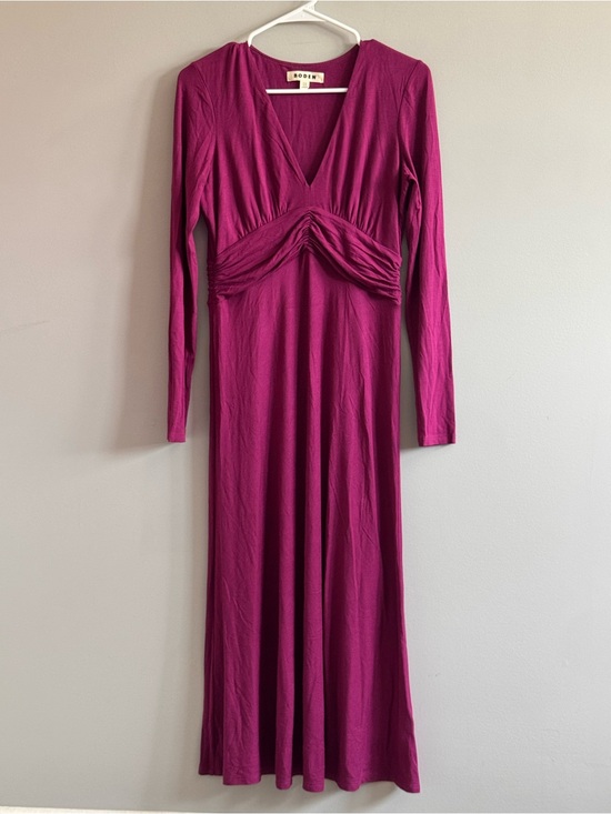 Boden Dresses & Skirts - Boden Magenta Ruched V-Neck Maxi Dress Long Sleeve US 4R